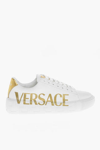 Leather LA GRECA Sneakers with Printed Logo