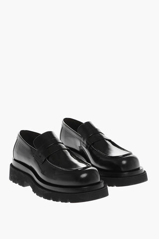 Brushed Leather LUG Penny Loafers
