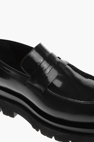 Brushed Leather LUG Penny Loafers