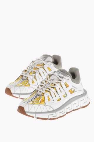 Leather and Fabric TRIGRECA Sneakers with Baroque Motif
