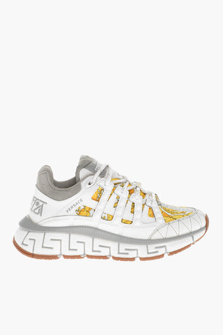 Leather and Fabric TRIGRECA Sneakers with Baroque Motif