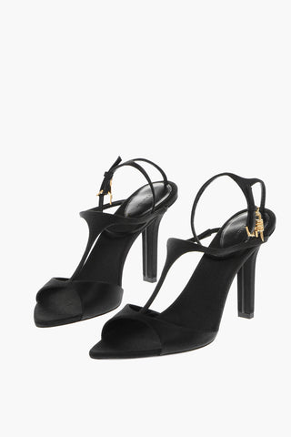 Satin T-Bar Sandals with Cuir Sole 9.5cm