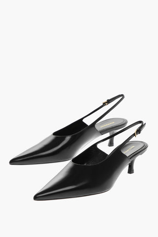 Point Toe Leather Slingbacks 5cm
