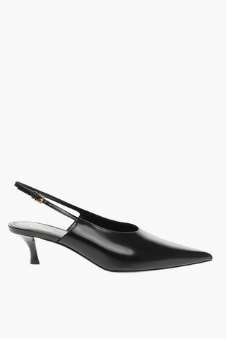 Point Toe Leather Slingbacks 5cm