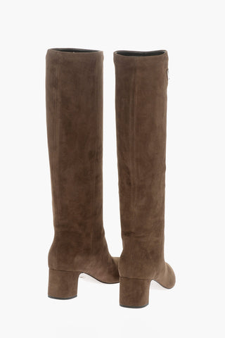 Suede Knee-Length Boots with Covered Heel 5cm