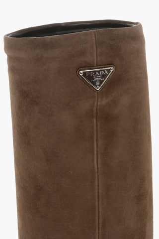 Suede Knee-Length Boots with Covered Heel 5cm