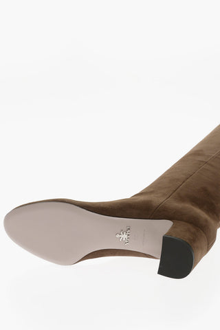 Suede Knee-Length Boots with Covered Heel 5cm
