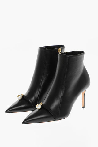 Leather FELICITIE Booties with Pearl Detail 7cm
