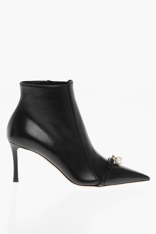 Leather FELICITIE Booties with Pearl Detail 7cm