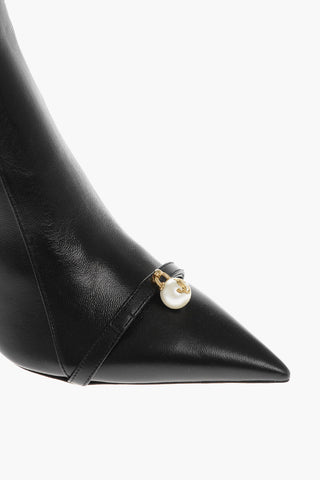 Leather FELICITIE Booties with Pearl Detail 7cm