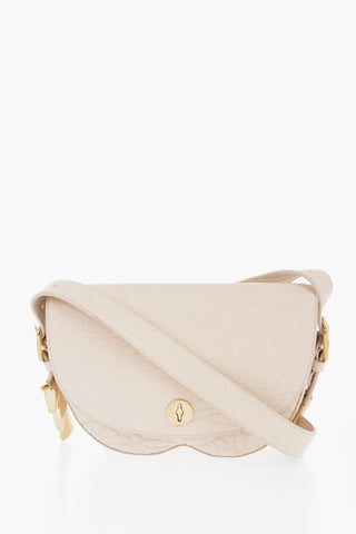 Grained Leather Satchel Bag with Asymmetric Hem