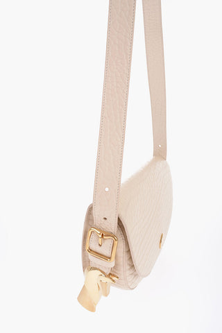 Grained Leather Satchel Bag with Asymmetric Hem