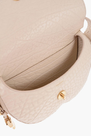 Grained Leather Satchel Bag with Asymmetric Hem