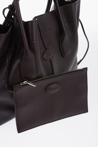 Grained Leather Bucket Bag with Drawstring