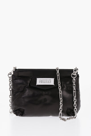 Quilted Leather Clutch with Logoed Label