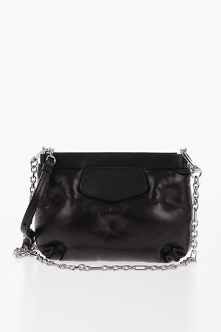 Quilted Leather Clutch with Logoed Label