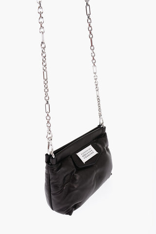 Quilted Leather Clutch with Logoed Label