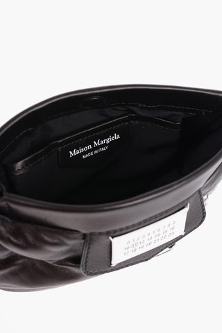Quilted Leather Clutch with Logoed Label