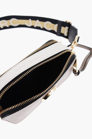 Saffiano Leather SNAPSHOT Bag with Logoed Shoulder Strap
