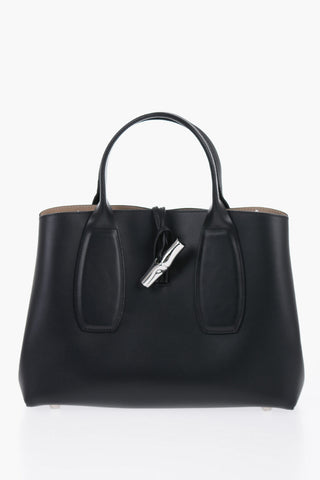 Leather ROSEAU Bag with Canvas Shoulder Strap