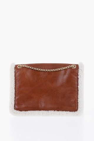 Craquelé Leather TRUNK ENVELOPE Bag with Shearling Detail