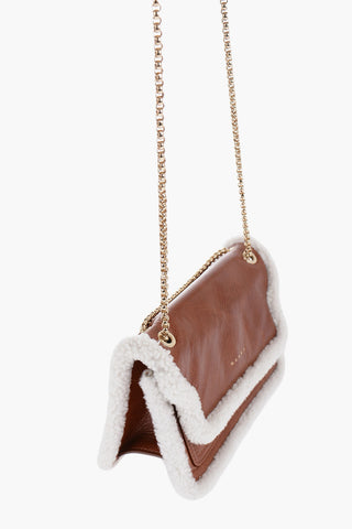 Craquelé Leather TRUNK ENVELOPE Bag with Shearling Detail