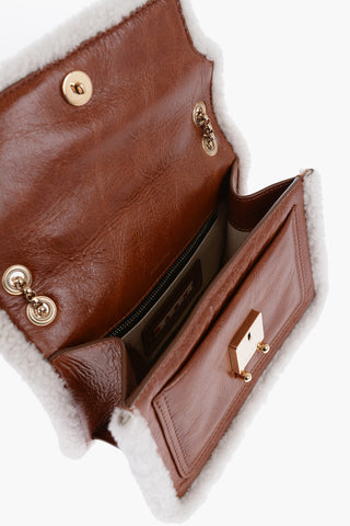 Craquelé Leather TRUNK ENVELOPE Bag with Shearling Detail