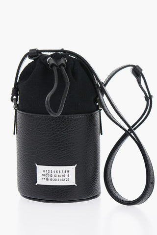 MM11 Grained Leather Mini Bucket Bag with Logoed Label
