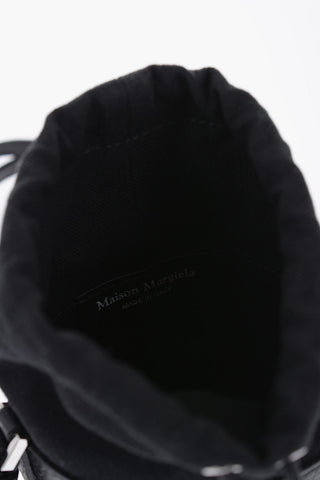 MM11 Grained Leather Mini Bucket Bag with Logoed Label