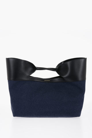 Denim THE BOW Maxi Tote Bag with Clutch