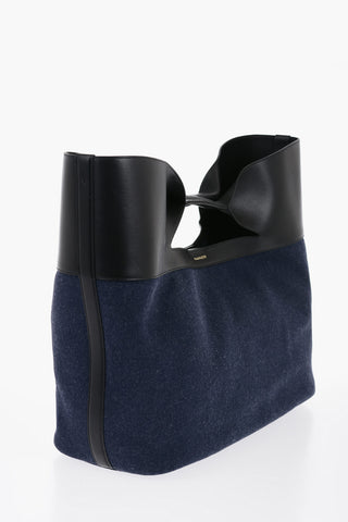 Denim THE BOW Maxi Tote Bag with Clutch