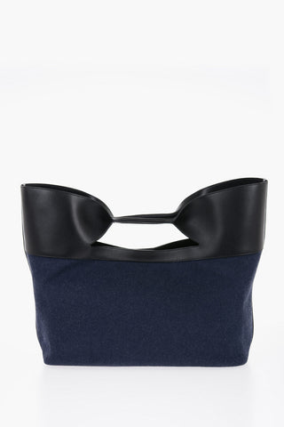 Denim THE BOW Maxi Tote Bag with Clutch