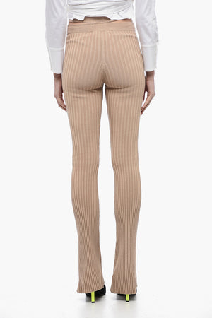 Pantaloni Svasati a Coste con Dettaglio Cut Out