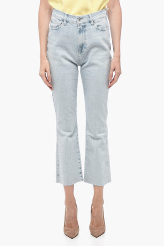 Light-Wash Stretch Jeans with Raw Hem