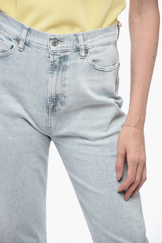 Light-Wash Stretch Jeans with Raw Hem