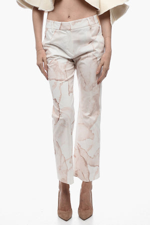Stretch Cotton Chino Pants with Murble Pattern