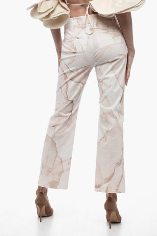 Stretch Cotton Chino Pants with Murble Pattern