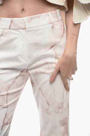 Stretch Cotton Chino Pants with Murble Pattern