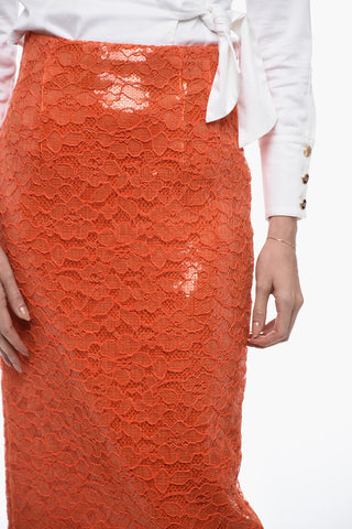 Longuette in Pizzo e Paillettes con Spacco Posteriore
