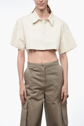 EXRAY Cropped-Fit-Hemd mit offenem Saum