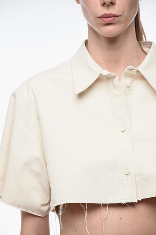 EXRAY Cropped-Fit-Hemd mit offenem Saum