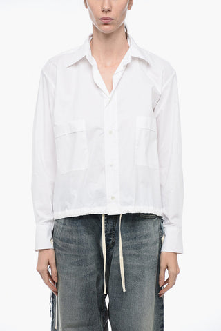 Popeline Asymmetric Shirt with Drawstring