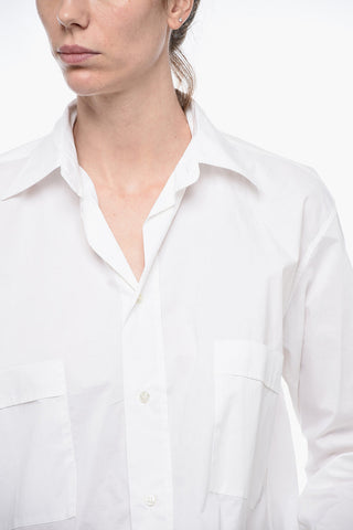 Popeline Asymmetric Shirt with Drawstring