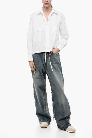 Popeline Asymmetric Shirt with Drawstring
