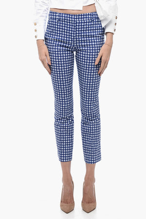 Stretch Cotton Chino Pants with Checked Pattern