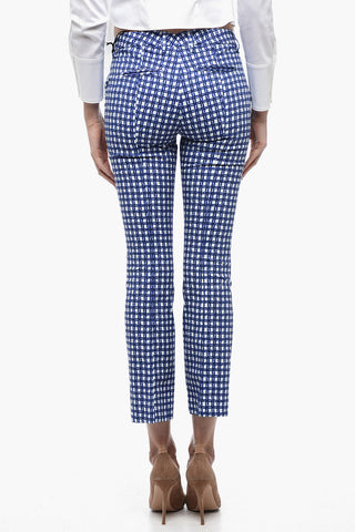Stretch Cotton Chino Pants with Checked Pattern