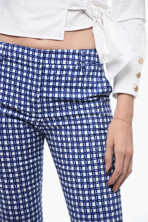 Stretch Cotton Chino Pants with Checked Pattern