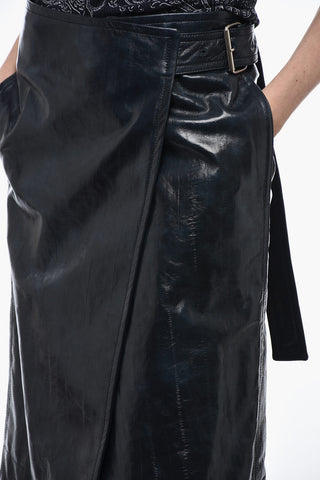 Leather Midi Skirt with Belt