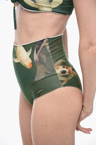 Set Bikini Stampato a Vita Alta