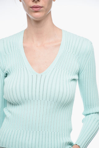 Maglia a Coste con Dettaglio Traforato